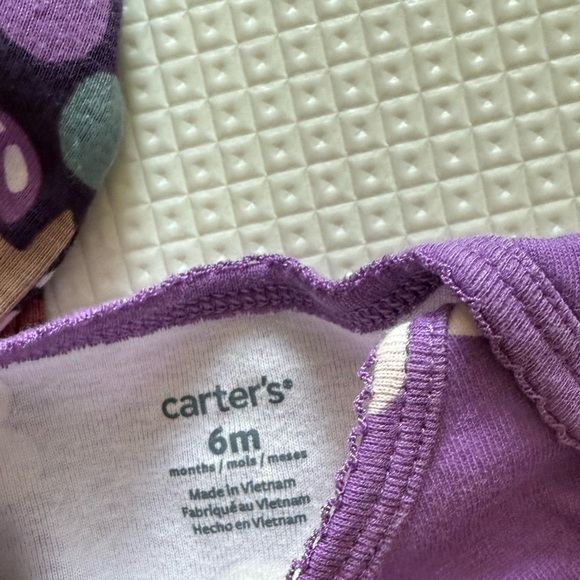 Carters|Baby girl Purple Boho Floral set of long sleeve bodysuits,mushroom print - Picture 4 of 4